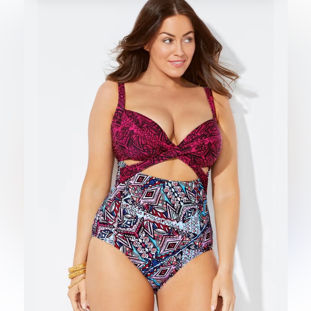 Geometric Patterned One Piece Swimsuit